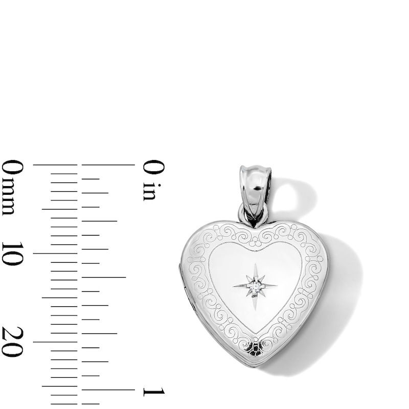 Main Image 2 of Sterling Silver CZ Heart Locket Charm