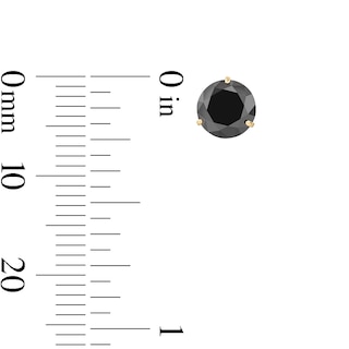 14K Gold Plated 7mm Black CZ Solitaire Studs