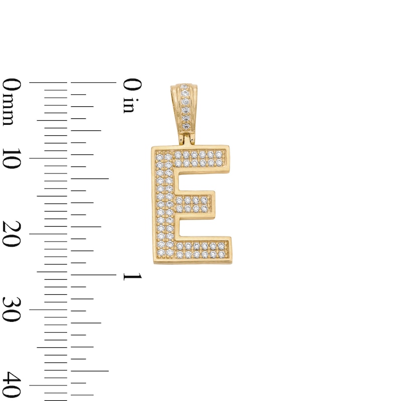 Main Image 2 of 14K Gold Plated CZ Varsity Initial "E" Necklace Charm