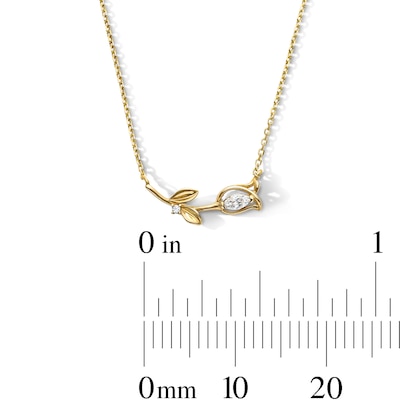 14K Gold Plated CZ Rose Pendant - 18"
