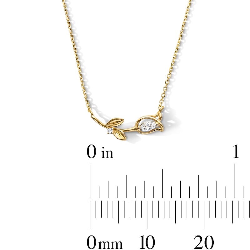 Main Image 2 of 14K Gold Plated CZ Rose Pendant - 18"