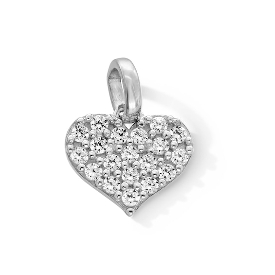 Sterling Silver CZ Cluster Mini Heart Charm