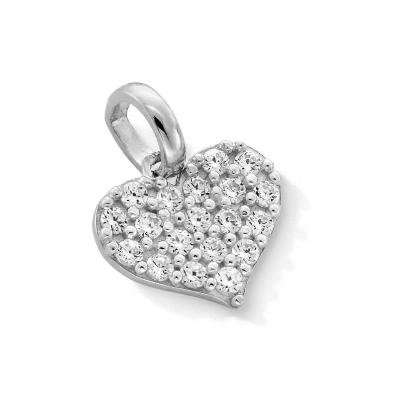 Main Image 2 of Sterling Silver CZ Cluster Mini Heart Charm