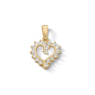 14K Gold Plated CZ Open Heart Charm