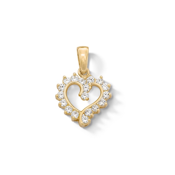 14K Gold Plated CZ Open Heart Charm