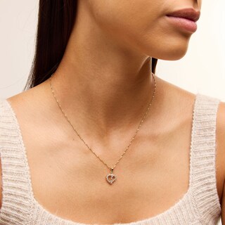 14K Gold Plated CZ Open Heart Charm