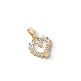 14K Gold Plated CZ Open Heart Charm