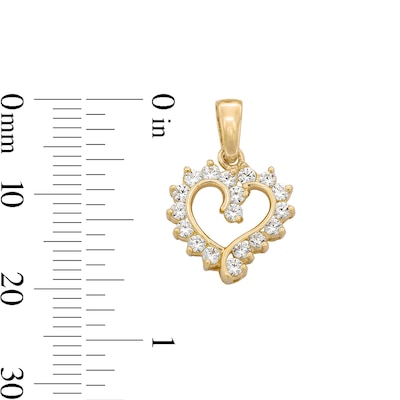 14K Gold Plated CZ Open Heart Charm