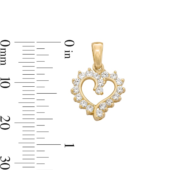14K Gold Plated CZ Open Heart Charm