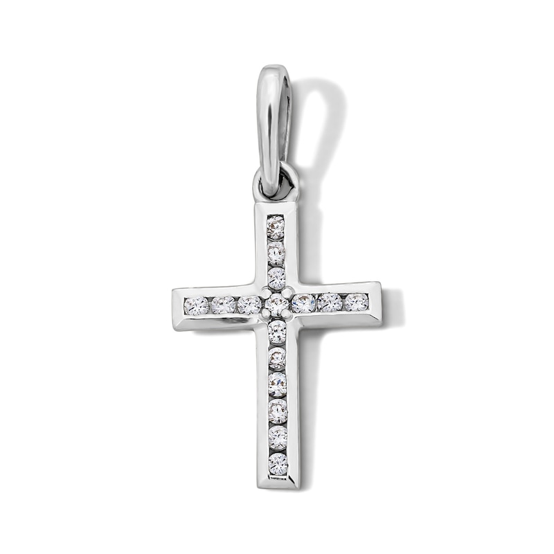 Main Image 1 of Sterling Silver CZ Mini Cross Charm