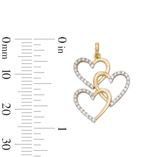 14K Gold Plate Open Heart Trio CZ Necklace Charm