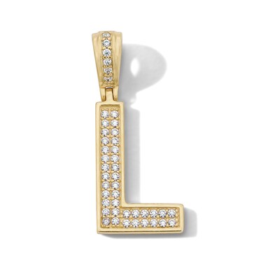 14K Gold Plated CZ Varsity Initial "L" Necklace Charm
