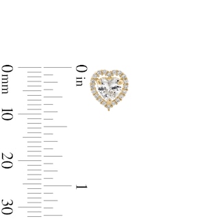 14K Gold Plated CZ Heart Halo Studs