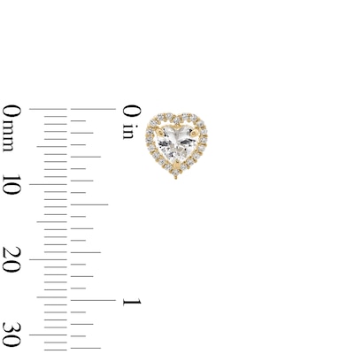 14K Gold Plated CZ Heart Halo Studs