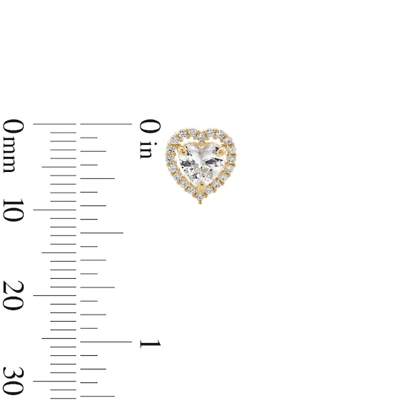 14K Gold Plated CZ Heart Halo Studs