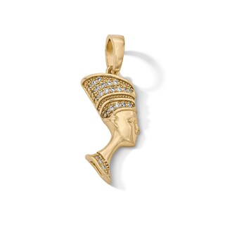 14K Gold Plated CZ Nefertiti Necklace Charm
