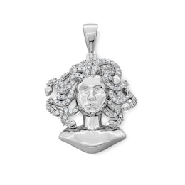 Solid Sterling Silver CZ Medusa Head Necklace Charm