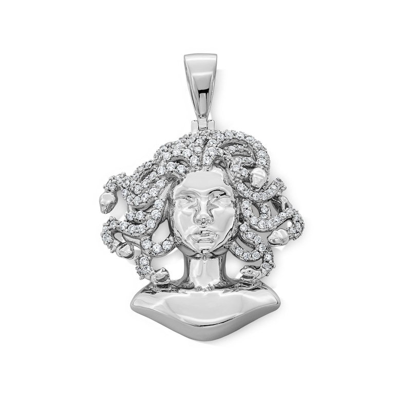 Main Image 1 of Solid Sterling Silver CZ Medusa Head Necklace Charm