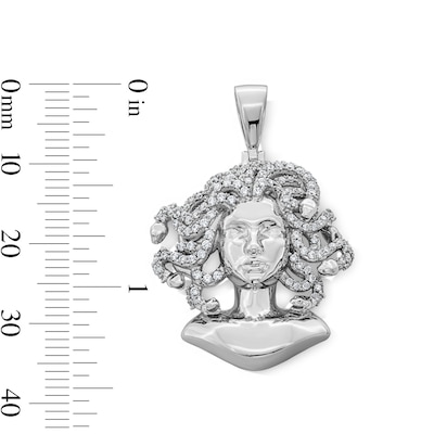 Solid Sterling Silver CZ Medusa Head Necklace Charm