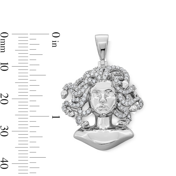 Solid Sterling Silver CZ Medusa Head Necklace Charm