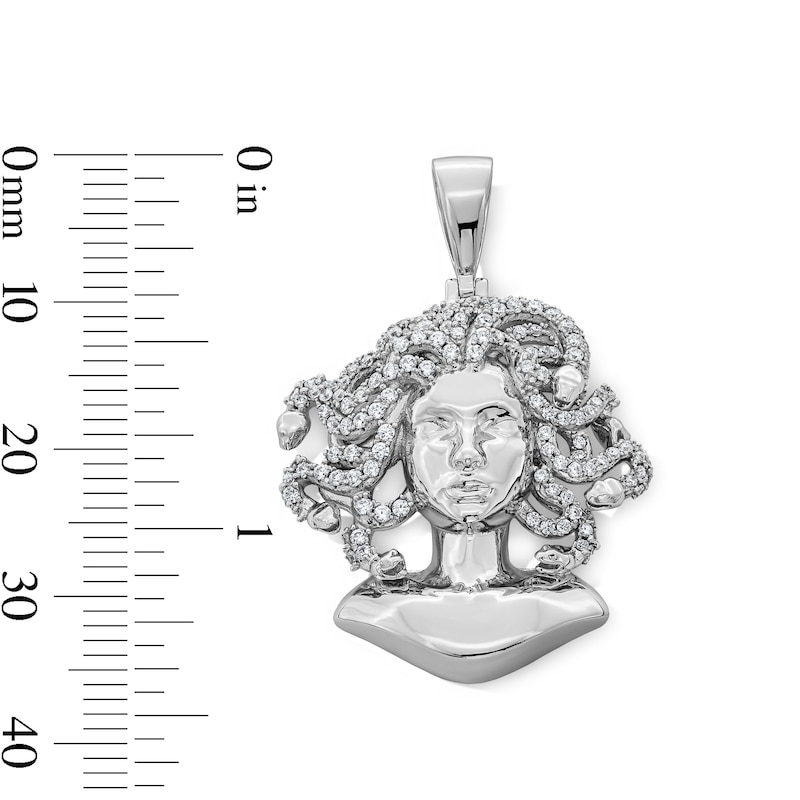 Main Image 3 of Solid Sterling Silver CZ Medusa Head Necklace Charm
