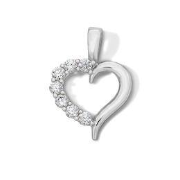 Sterling Silver CZ Mini Open Heart Charm