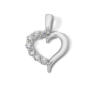 Sterling Silver CZ Mini Open Heart Charm