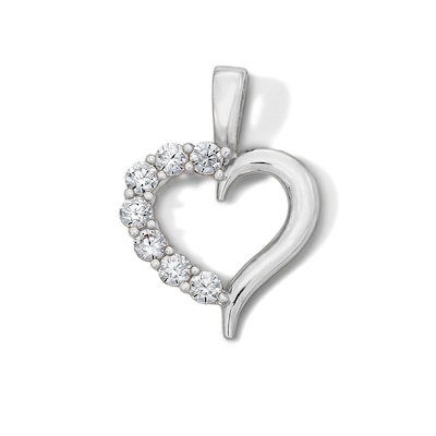 Sterling Silver CZ Mini Open Heart Charm