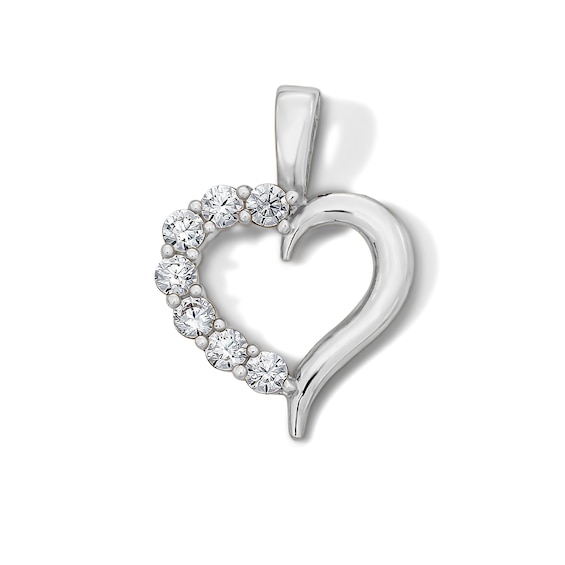 Sterling Silver CZ Mini Open Heart Charm