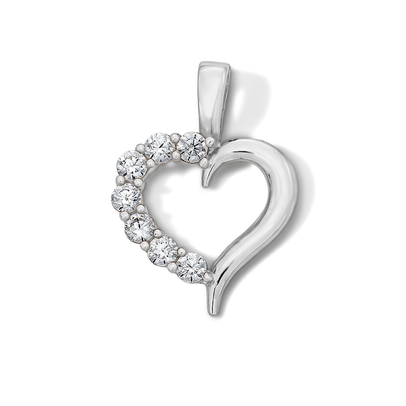 Main Image 1 of Sterling Silver CZ Mini Open Heart Charm