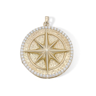 14K Gold Plated CZ Northstar Medallion Charm