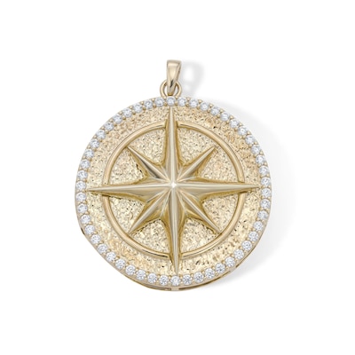 14K Gold Plated CZ Northstar Medallion Charm