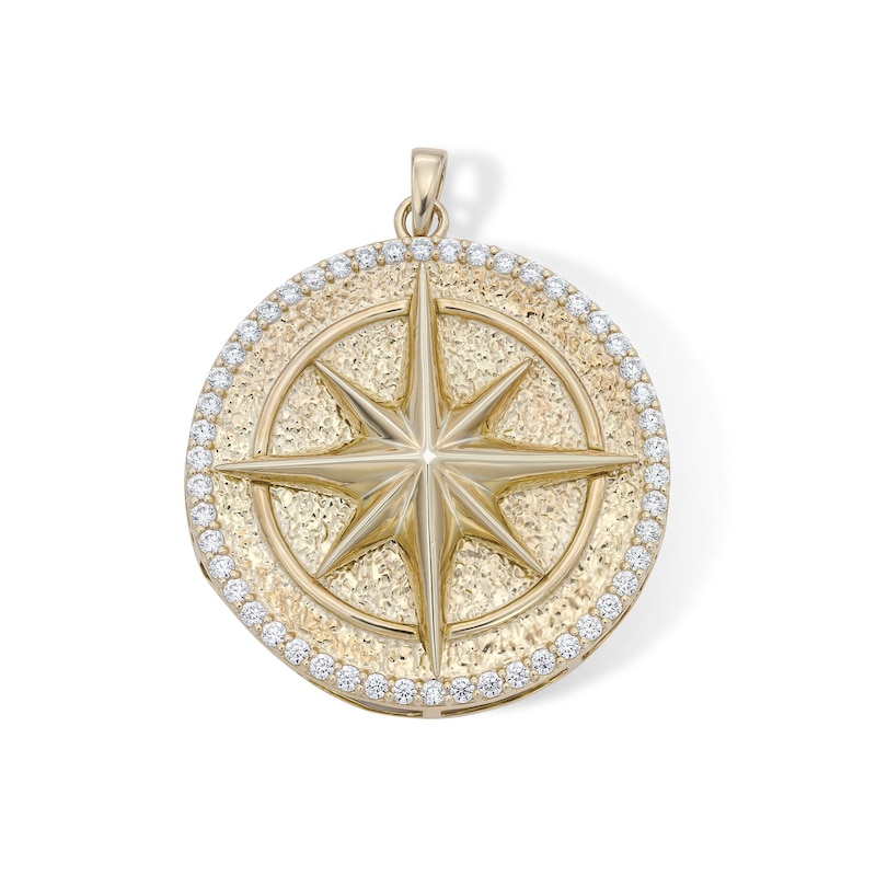 14K Gold Plated CZ Northstar Medallion Charm