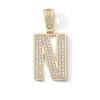 Thumbnail Image 1 of 14K Gold Plated CZ Varsity Initial "N" Necklace Charm
