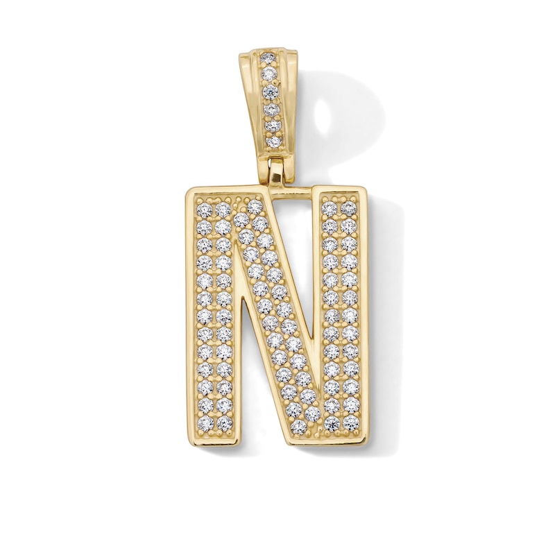 Main Image 1 of 14K Gold Plated CZ Varsity Initial "N" Necklace Charm