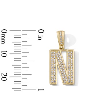 14K Gold Plated CZ Varsity Initial "N" Necklace Charm