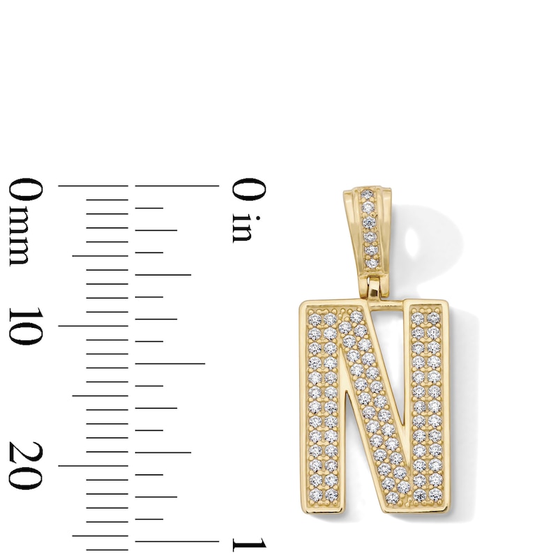 Main Image 2 of 14K Gold Plated CZ Varsity Initial "N" Necklace Charm