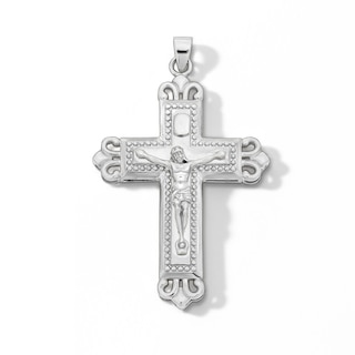 Sterling Silver Flared Edge Crucifix Charm