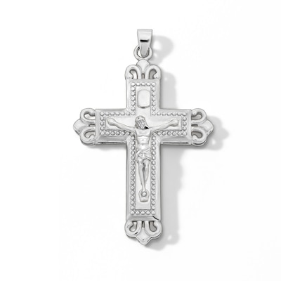 Sterling Silver Flared Edge Crucifix Charm