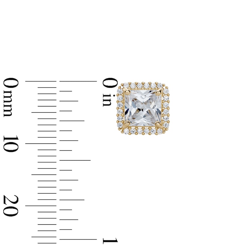 Main Image 2 of 14K Gold Plated CZ Square Halo Studs