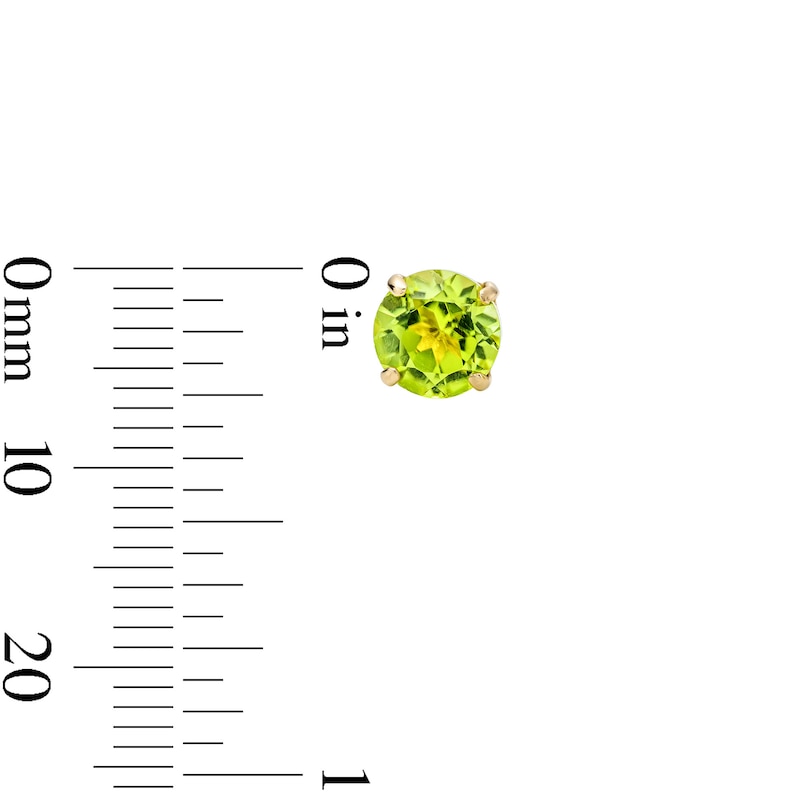 Main Image 2 of 14K Gold Plated 4mm Green Peridot Solitaire Studs