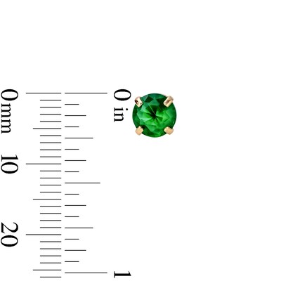 14K Gold Plated 4mm Simulated Emerald Solitaire Studs