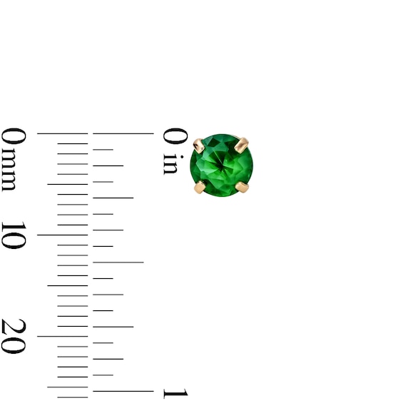 14K Gold Plated 4mm Simulated Emerald Solitaire Studs