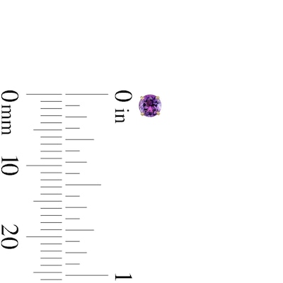 14K Gold Plated 4mm Purple Amethyst Solitaire Studs
