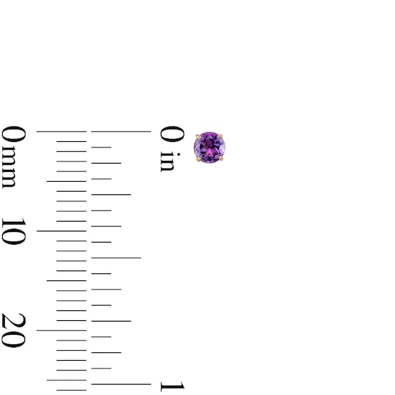 14K Gold Plated 4mm Purple Amethyst Solitaire Studs
