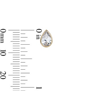 14K Gold Plated CZ Pear Bezel Studs