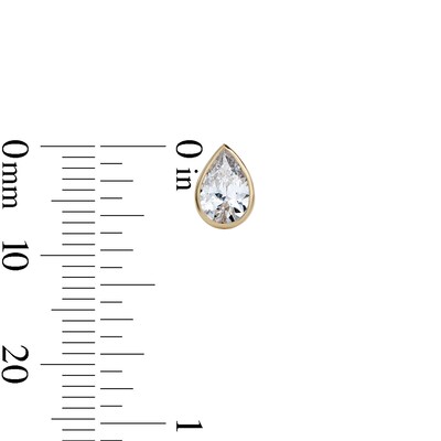 14K Gold Plated CZ Pear Bezel Studs