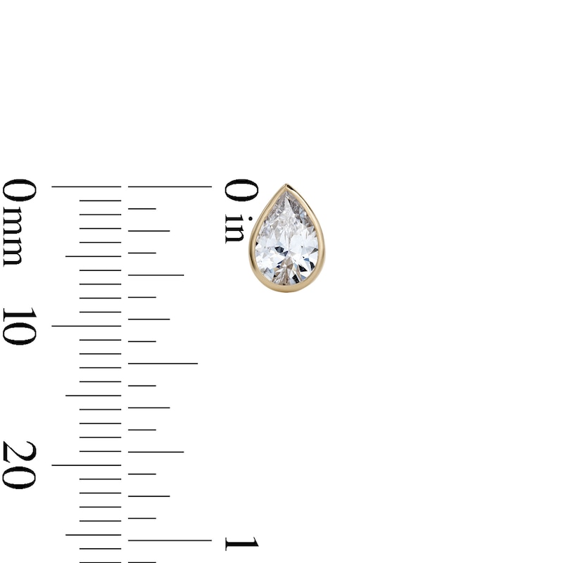 Main Image 2 of 14K Gold Plated CZ Pear Bezel Studs