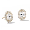 Thumbnail Image 1 of 14K Gold Plated CZ Oval Halo Studs