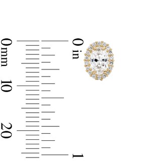 14K Gold Plated CZ Oval Halo Studs